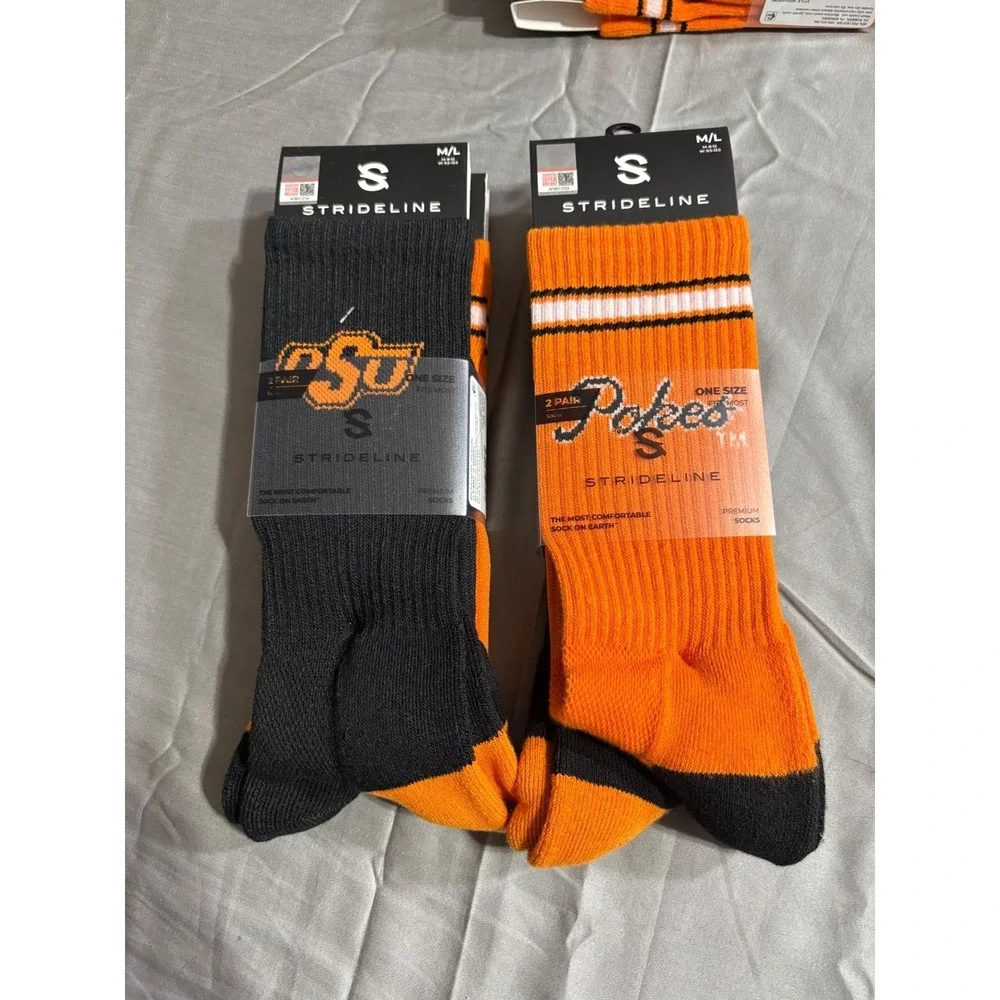 Strideline Oklahoma State OSU Cowboys Pokes Crew Sock 4 Pairs M 8-12 W 9.5-13